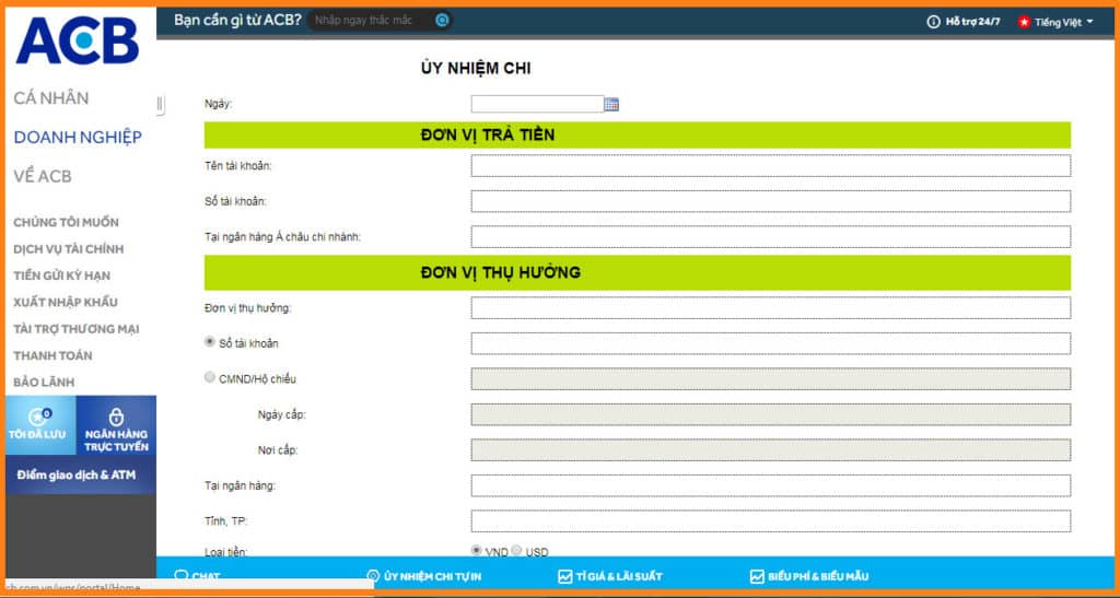 Ủy nhiệm chi ACB để làm gì? Mẫu ủy nhiệm chi ACB